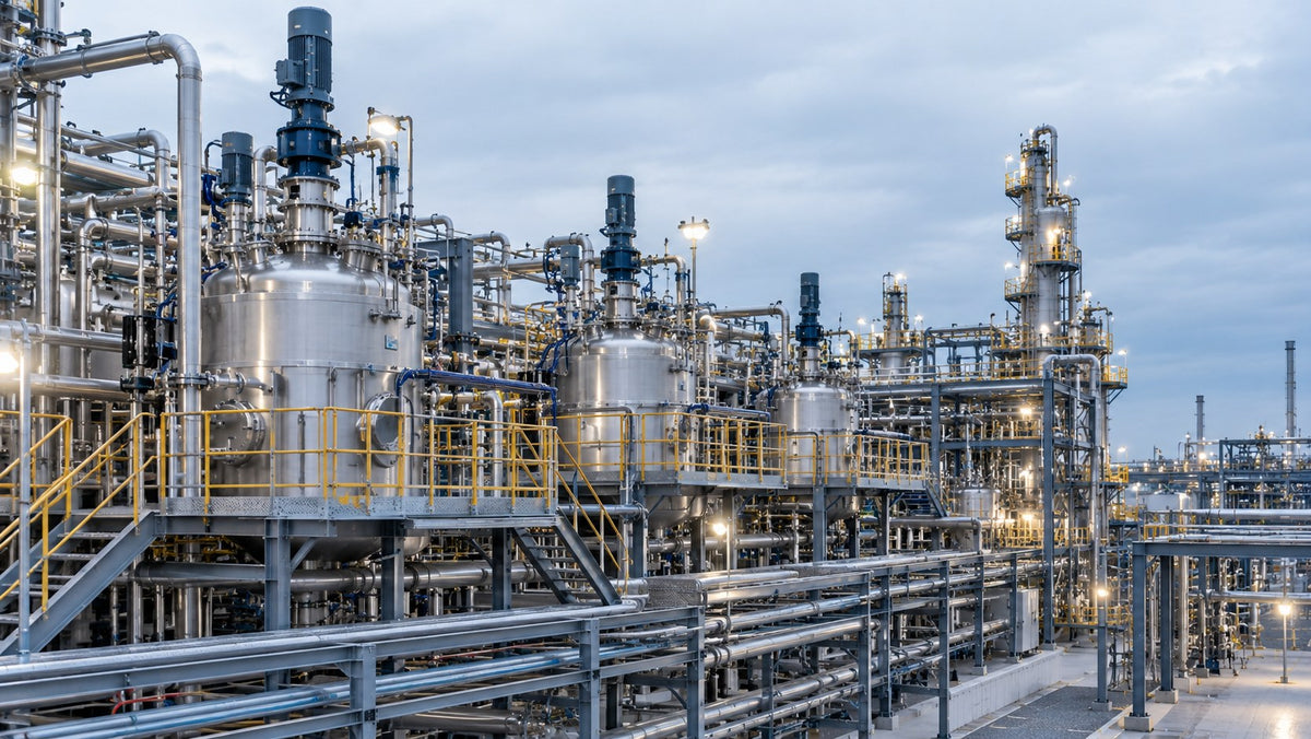 Multipurpose reactor bay for fine chemicals and API manufacturing with stainless reactors on a steel platform