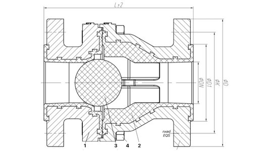 PFA Lined Ball Check Valve Dimensional Drawing. Find the correct size for your corrosive applications. 