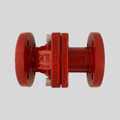 PFA Lined Ball Check Valve DN 80 DN 80 - In horizontal positions (90°–60°), backflow of 1.5–2.5 m/s triggers automatic valve closure. - High quality industrial valve by GFT9