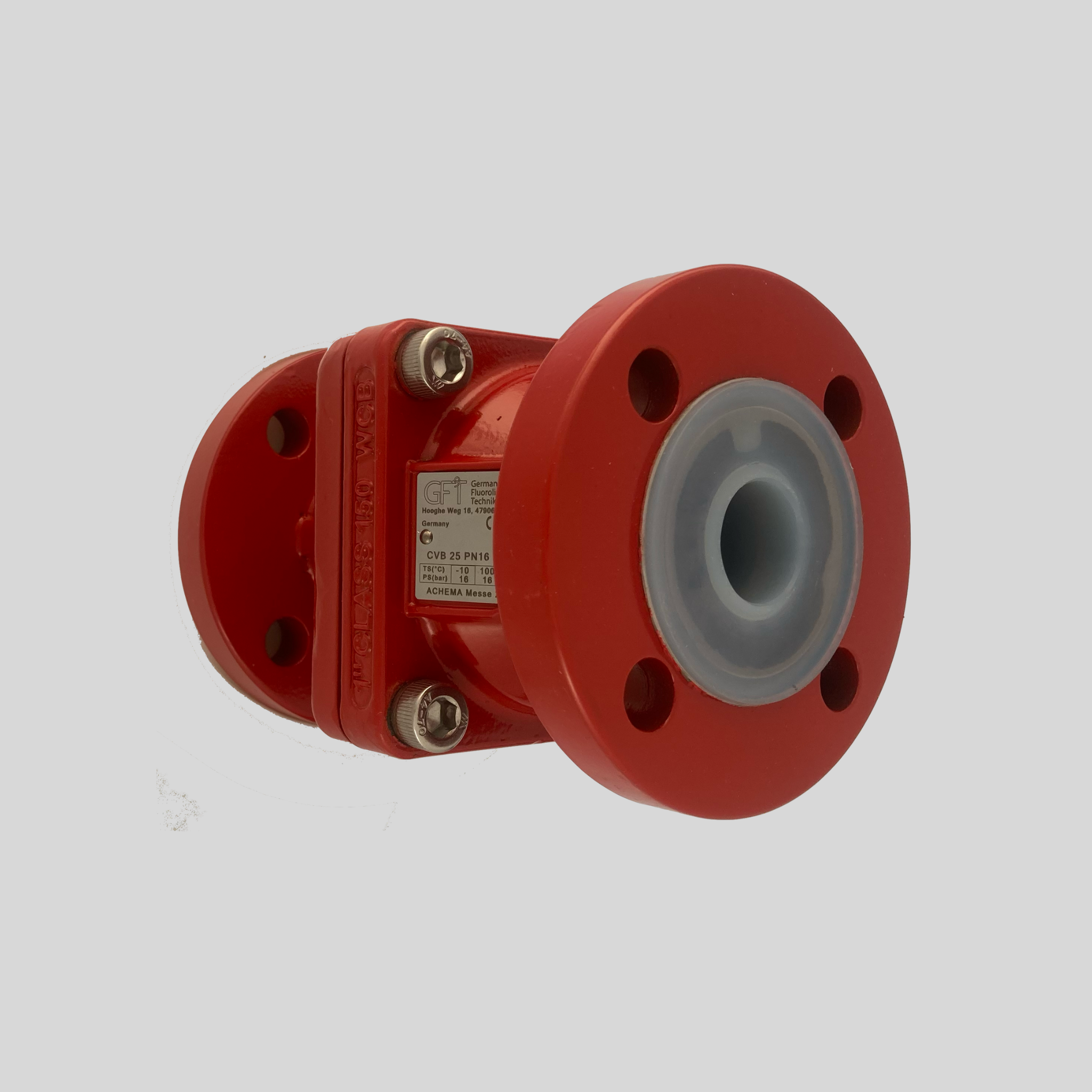 PFA Lined Ball Check Valve DN 200 DN 200 - Leakage Class D delivers controlled, minimal leakage under 0.1% of valve capacity. - High quality industrial valve by GFT9