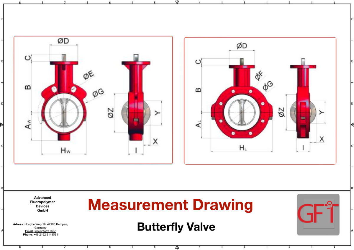 Dimension drawing — wafer (left) and lug (right)